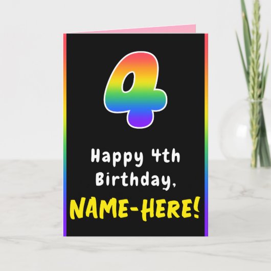 4e verjaardag: kleurrijke regenboog # 4, aangepast kaart (Voorkant)