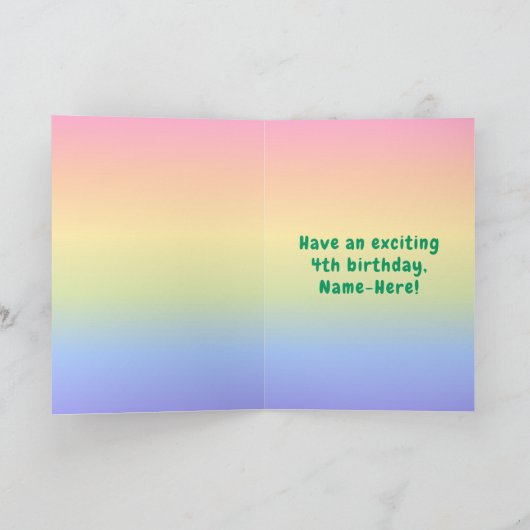 4e verjaardag: kleurrijke regenboog # 4, aangepast kaart (Binnen)