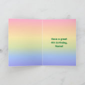 4e verjaardag: Leuke Regenboog #, Aangepaste foto' Kaart (Binnen)