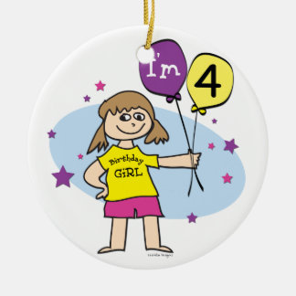 4e verjaardag meisje keramisch ornament