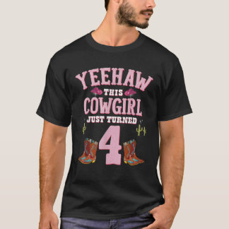 4e Verjaardag Meisjes Cowgirl YEEHAW Western Thema T-shirt