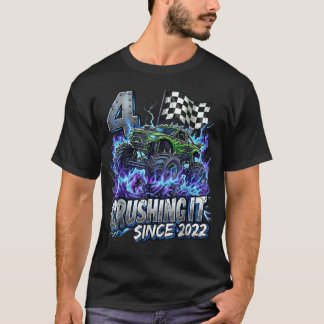 4e verjaardag Monstertruck 4 jaar oude jongens geb T-shirt