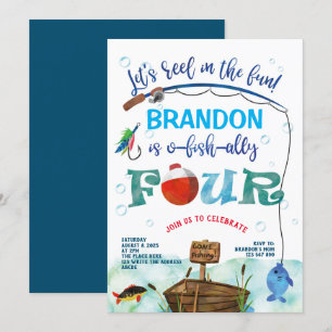 4e verjaardag O-vis-ally Kleine visser vissen Kaart