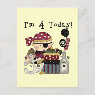 4e verjaardag Pirate Tshirts en geschenken Briefkaart