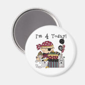 4e verjaardag Pirate Tshirts en geschenken Magneet (Voorkant / Achterkant)