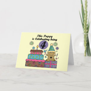 4e verjaardag Puppy T-shirts en geschenken Kaart