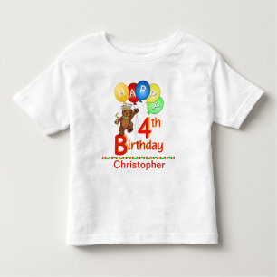 4e verjaardag Regal Teddy Beary Eigen naam Kinder Shirts