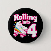 4e verjaardag rolschaatsen 4 jaar oud Schaats Ronde Button 5,7 Cm (Voorkant)