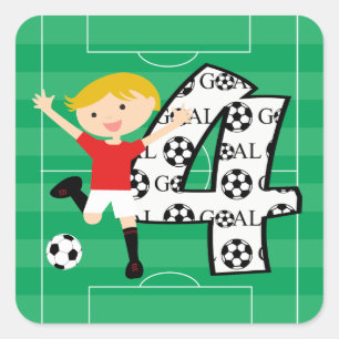 4e Verjaardag Rood en Wit Voetbal Goal Stickers