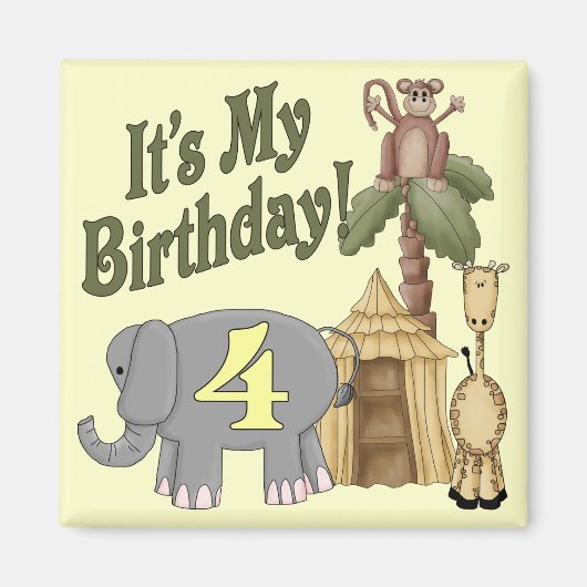 4e verjaardag Safari Magneet (Voorkant)