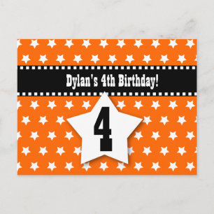 4e Verjaardag Save the Date D001 ORANJE STERREN Aankondigingskaart