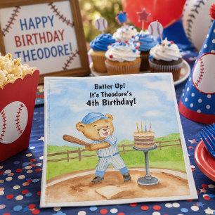 4e Verjaardag Tee Ball Teddibeer Honkbal Servet