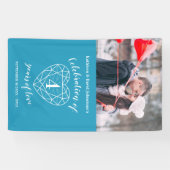4e verjaardag Topaz hart gepersonaliseerde foto Spandoek (Horizontaal)