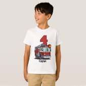 4e verjaardag van de brandweerwagen t-shirt (Voorkant volledig)