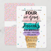 4e verjaardag van de uitnodiging van de meisjespar (Voorkant / Achterkant)