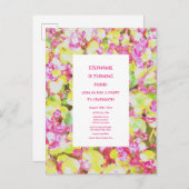 4e verjaardag vierde aangepaste leeftijd groen roz uitnodiging briefkaart (Voorkant / Achterkant)