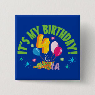 4e verjaardag vierkante button 5,1 cm