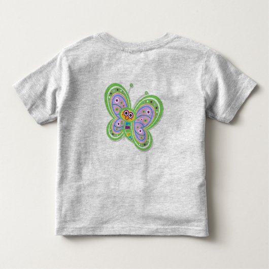 4e verjaardag vlinder — Aangepaste naam Kinder Shirts (Achterkant)