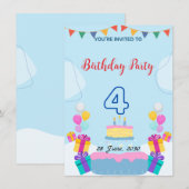 4e verjaardagsuitnodiging - Adorably Fun Party Kaa Kaart (Voorkant / Achterkant)