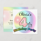 4e verjaardagsuitnodiging meisje kaart (Voorkant / Achterkant)