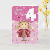 4ème carte d'anniversaire avec la fée mignonne de (Fleur jaune)