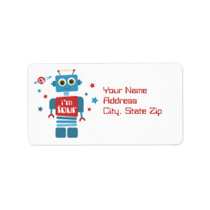 4ème étiquette d'anniversaire de robot
