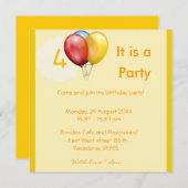 4ème Invitation d'anniversaire (Devant / Derrière)