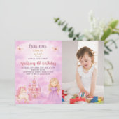 4ème Princesse Anniversaire Invitation avec photo (Debout devant)