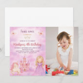 4ème Princesse Anniversaire Invitation avec photo (Devant / Derrière)