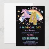 4ème Unicorn Invitations d'anniversaire (Devant / Derrière)