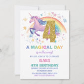 4ème Unicorn Invitations d'anniversaire (Devant)