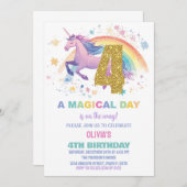 4ème Unicorn Invitations d'anniversaire (Devant / Derrière)