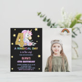 4ème Unicorne Florale Invitations d'anniversaire a (Debout devant)