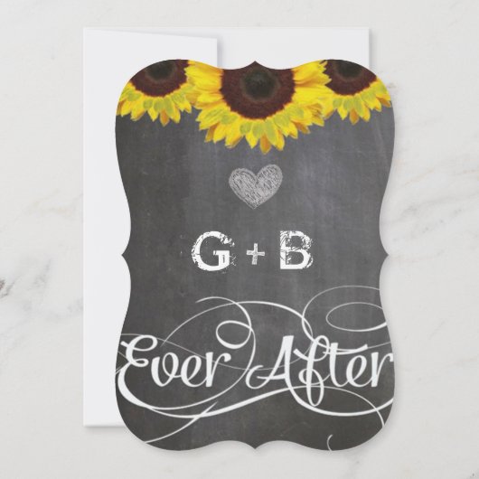 4Ever Love Chalkboard Sunflower Faire-part de mari (Dos)