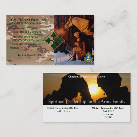4ID Chaplain Visitekaartje (Voorkant / Achterkant)