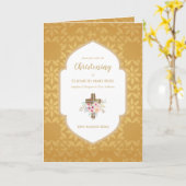 4page CHRISTENING Invitation et programme Gold Orn (Fleur jaune)