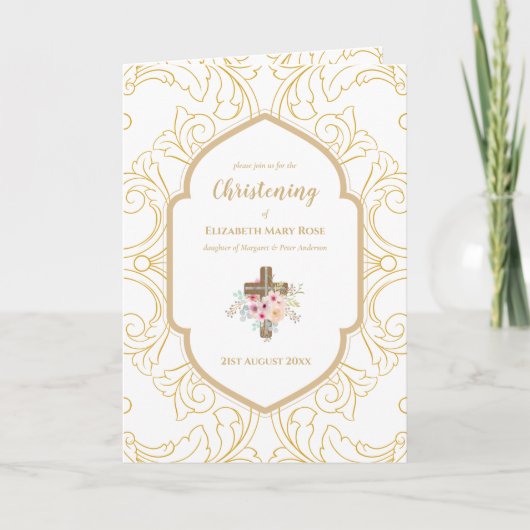 4page CHRISTENING Invitation et programme Gold Orn (Devant)