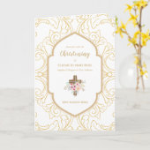 4page CHRISTENING Invitation et programme Gold Orn (Fleur jaune)