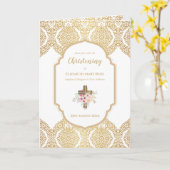 4page CHRISTENING Invitation et programme Gold Orn (Fleur jaune)