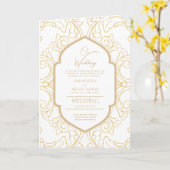 4page Gold Ornate MARIAGE Inviter Programme modern (Fleur jaune)