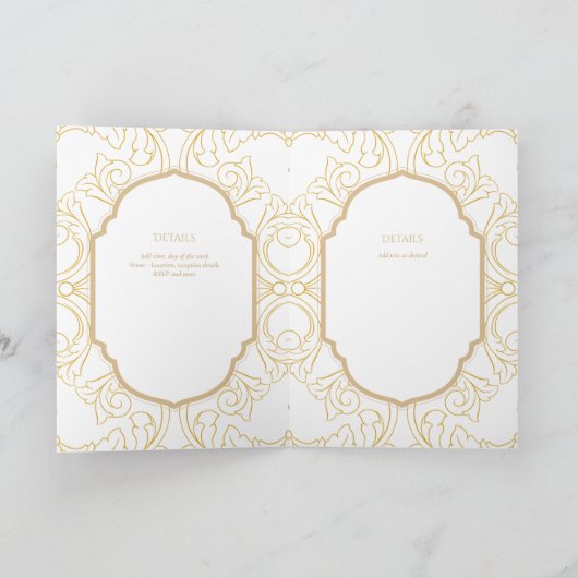 4page Gold Ornate MARIAGE Inviter Programme modern (Intérieur)