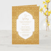 4page Gold Ornate MARIAGE Inviter Programme modern (Fleur jaune)
