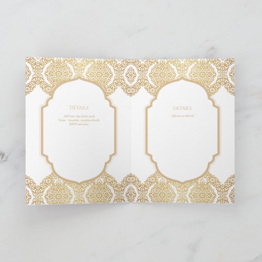 4page Gold Ornate MARIAGE Inviter Programme modern (Intérieur)
