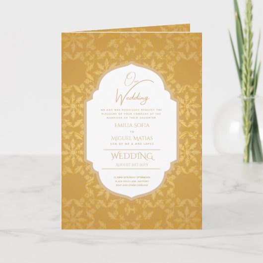 4page Gold Ornate MARIAGE Inviter Programme modern (Devant)