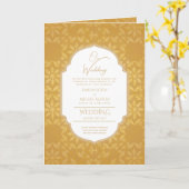 4page Gold Ornate MARIAGE Inviter Programme modern (Fleur jaune)
