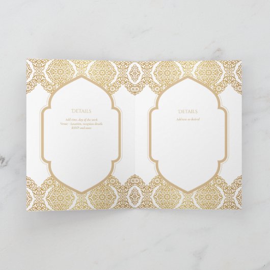 4page Gold Ornate MARIAGE Inviter Programme modern (Intérieur)