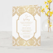 4page Gold Ornate MARIAGE Inviter Programme modern (Fleur jaune)