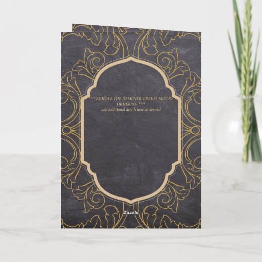 4page Gold Ornate MARIAGE Inviter Programme modern (Dos)