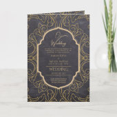 4page Gold Ornate MARIAGE Inviter Programme modern (Devant)