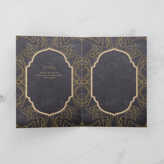 4page Gold Ornate MARIAGE Inviter Programme modern (Intérieur)